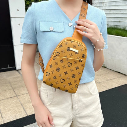 Streetwear Chest Bag for Women – Printed PU Leather Sling for City Walk