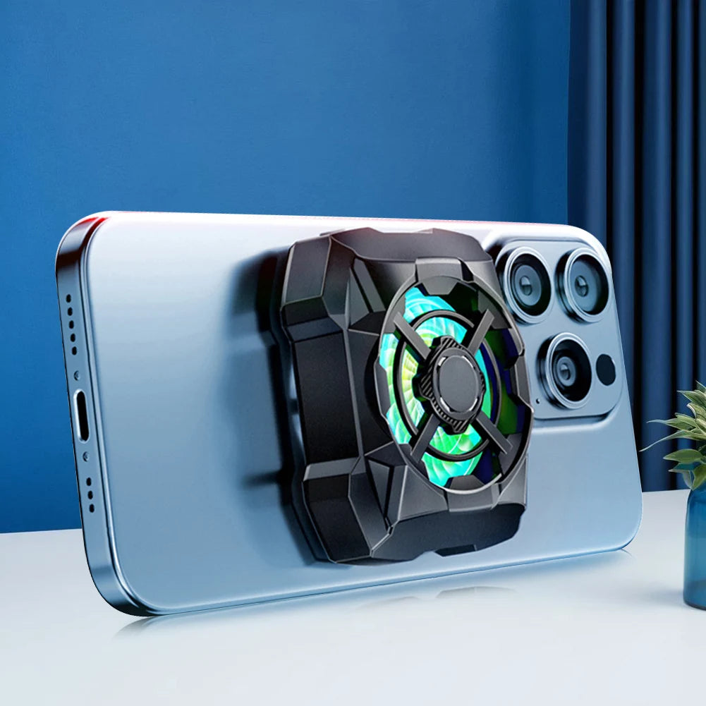 Magnetic Wireless Phone Cooler – Silent 3-Speed Rechargeable Radiator with Blue Light for Mobile Gaming