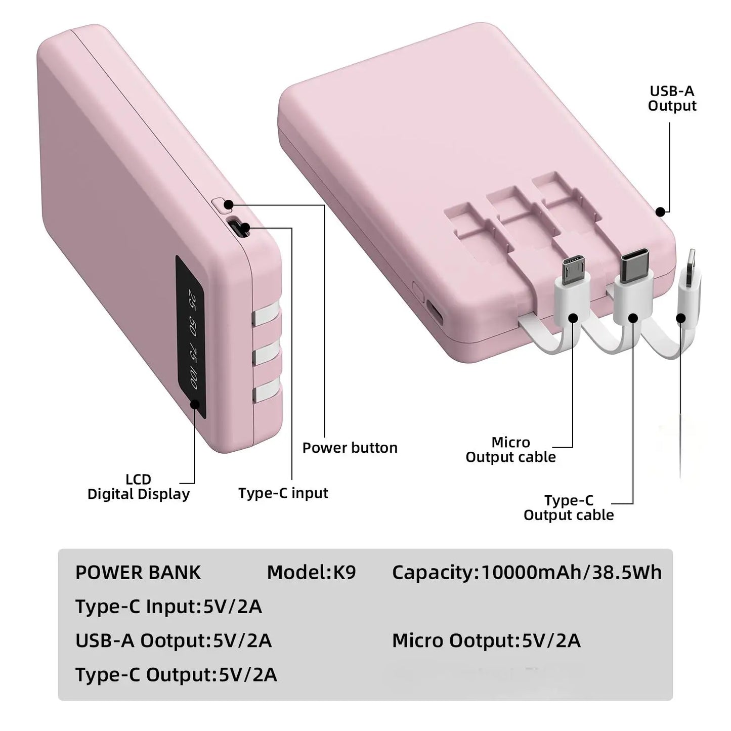 10000mAh Lightweight Power Bank – Compact 4-Port Charger for Pokémon GO Trainers