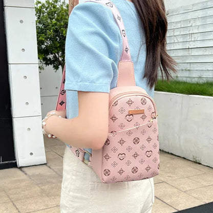 Streetwear Chest Bag for Women – Printed PU Leather Sling for City Walk