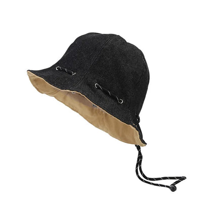 Women's Two-Sided Denim Bucket Hat Convertible Pouch – Essential for Travelers & City Strollers