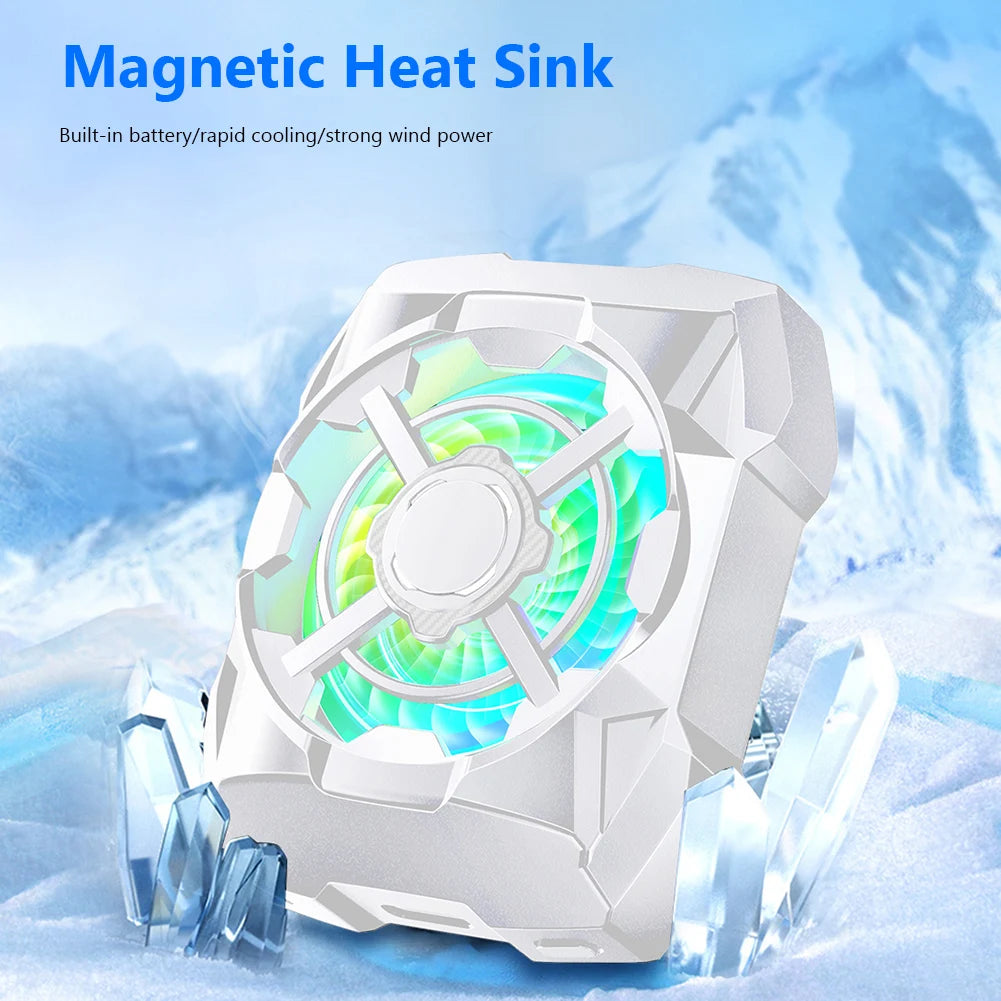 Magnetic Wireless Phone Cooler – Silent 3-Speed Rechargeable Radiator with Blue Light for Mobile Gaming