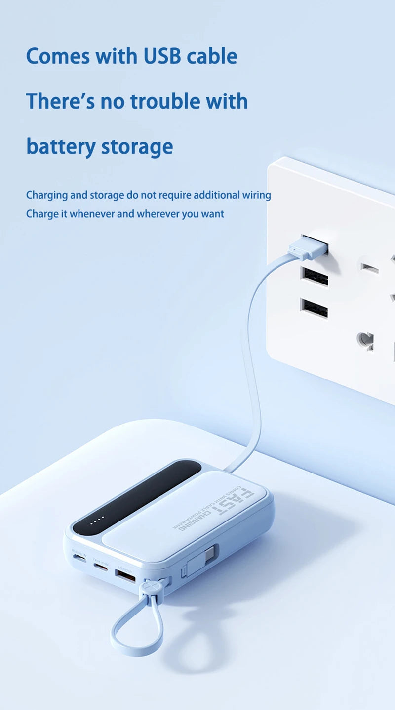 Slim Power Bank – Built-In Cable Mobile Charger for Pokémon GO & Travel