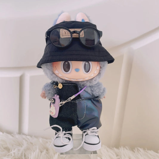 Labubu Doll Streetwear Couple Set 5 – Urban Leather x Fabric Costume for City Walk