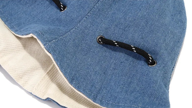 Women's Two-Sided Denim Bucket Hat Convertible Pouch – Essential for Travelers & City Strollers