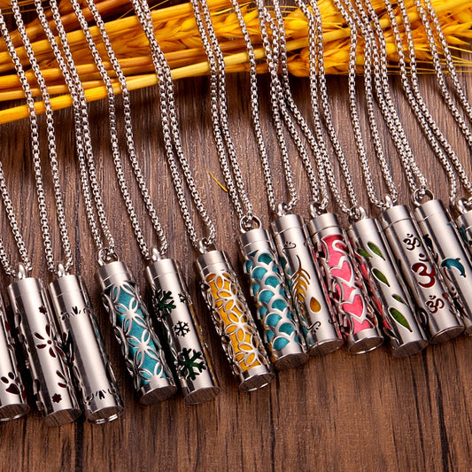 Aromatherapy Silver Stainless Steel Locket Necklace – Diffuser Jewelry for Men & Women