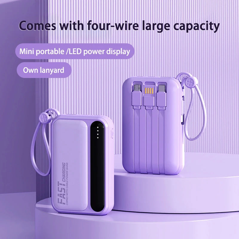 Slim Power Bank – Built-In Cable Mobile Charger for Pokémon GO & Travel