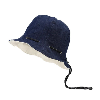 Women's Two-Sided Denim Bucket Hat Convertible Pouch – Essential for Travelers & City Strollers