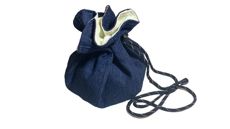 Women's Two-Sided Denim Bucket Hat Convertible Pouch – Essential for Travelers & City Strollers