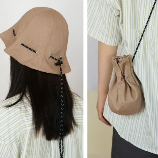 Unisex Single-Color Canvas Bucket Hat Convertible Pouch –  Essential for Travelers & Pokémon GO Players