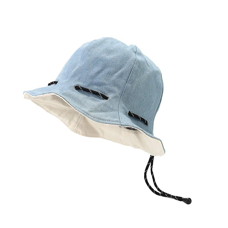 Women's Two-Sided Denim Bucket Hat Convertible Pouch – Essential for Travelers & City Strollers