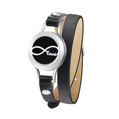 Fashion Women Stainless Steel Bracelet Genuine Leather Aroma Bangle Essential Oils Diffuser Locket