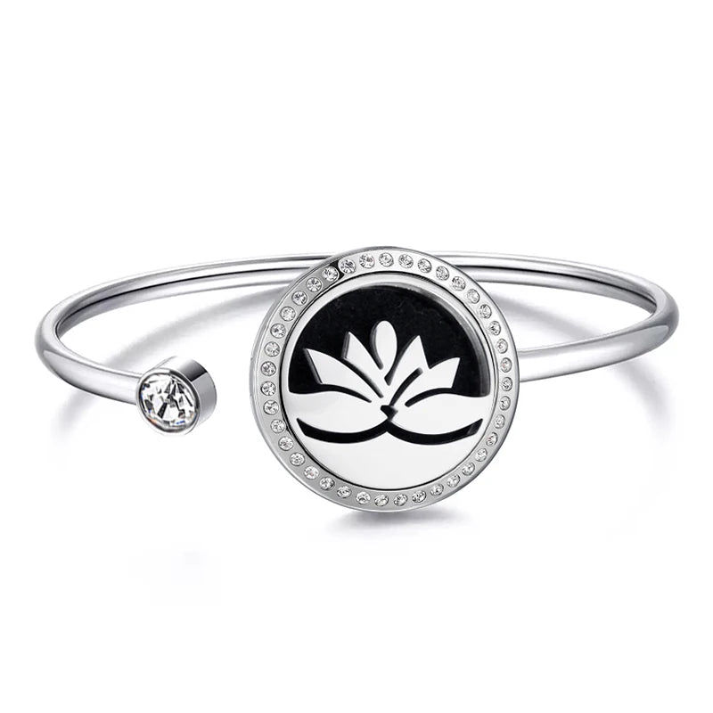 Snow 25Mm Magnet Aroma Locket Stainless Steel Essential Oils Aromatherapy Locket Bracelet Can Wiggle up and Down