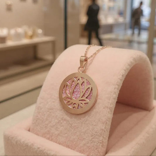 Aromatherapy Rose Gold Stainless Steel Pendant Necklace – Diffuser Jewelry for Men & Women